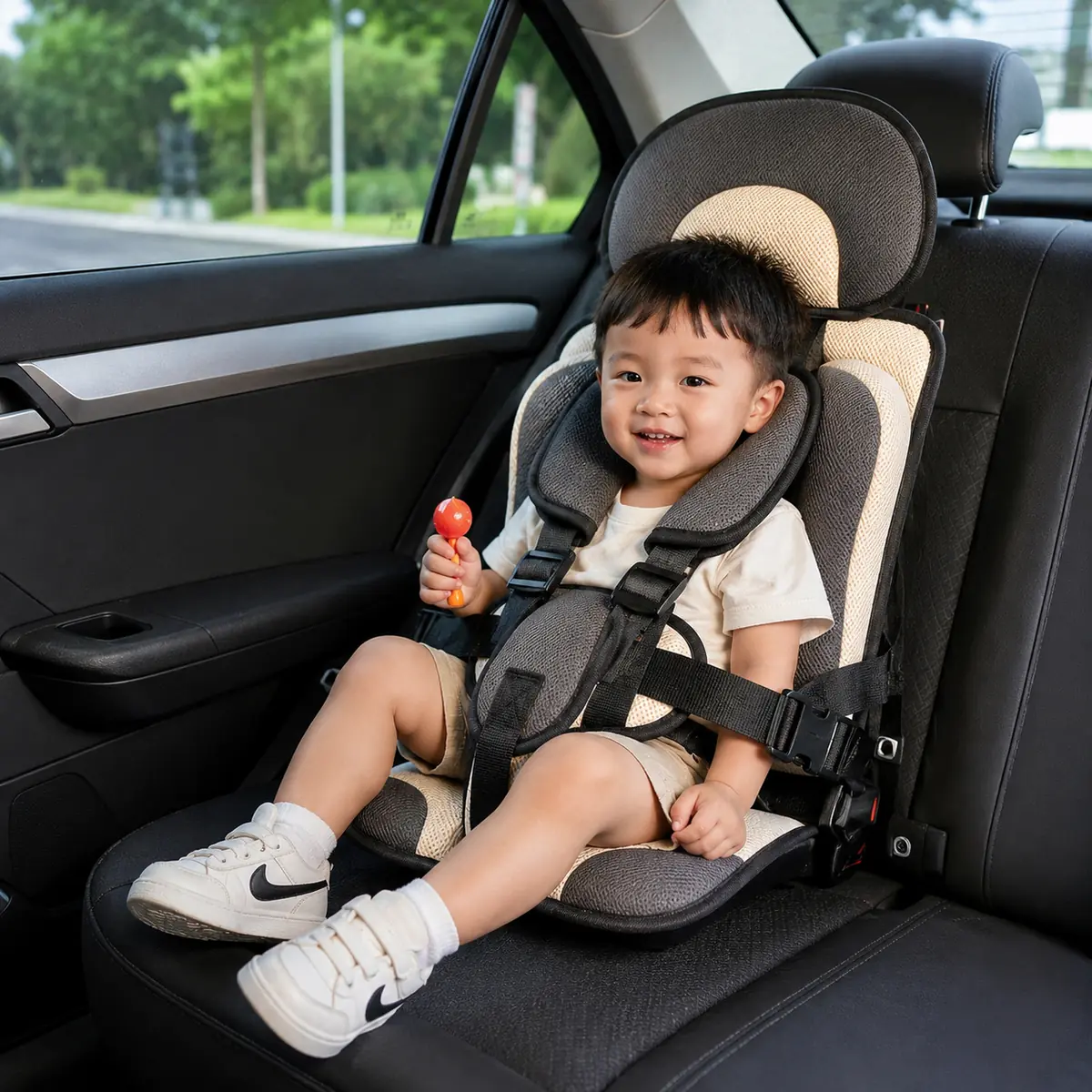Đệm Ghế An Toàn Cho Bé Đi Ô Tô – Gọn Nhẹ Có Dây Đai Cố Định