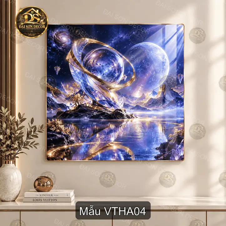 Tranh tráng gương vuông Vũ trụ huyền ảo decor phòng khách VTHA01