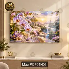 Tranh tráng gương phong cảnh fantasy hành tinh vũ trụ decor phòng khách hiện đại PCF04N01