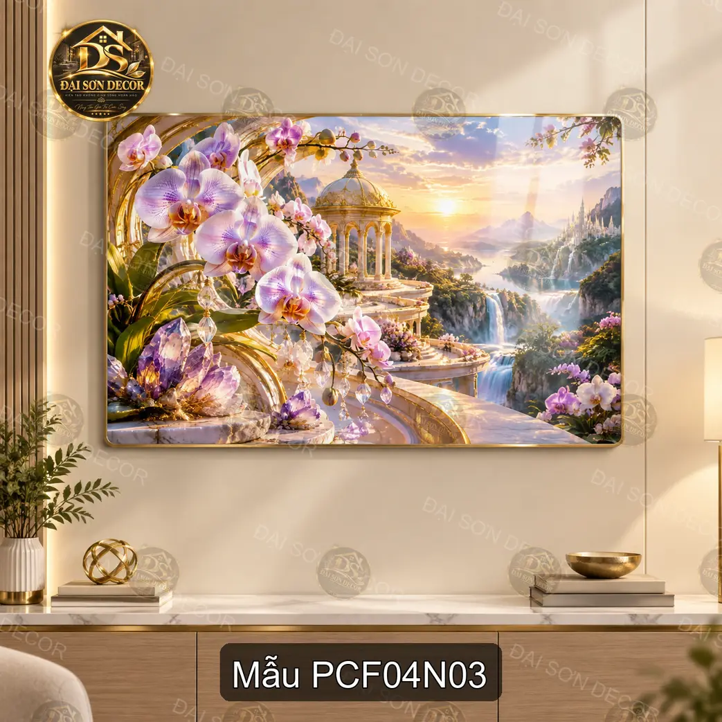 Tranh tráng gương phong cảnh fantasy hành tinh vũ trụ decor phòng khách hiện đại PCF04N01