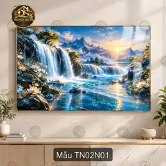 Tranh thác nước phong cảnh sơn thủy sang trọng dễ phối nội thất phòng khách TN02N01