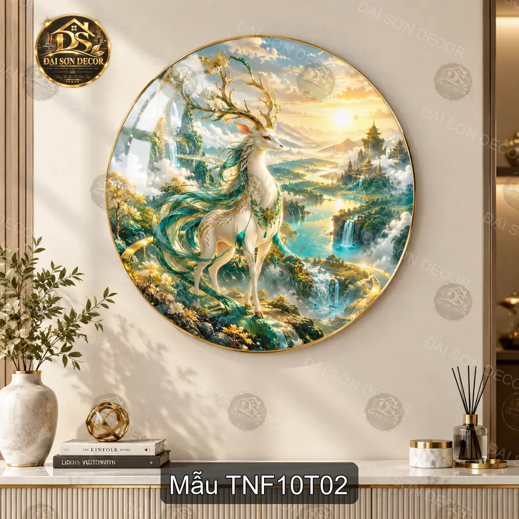 Tranh tròn tráng gương Thiên nhiên fantasy 010 cá voi đại dương decor tường hiện đại sáng đẹp