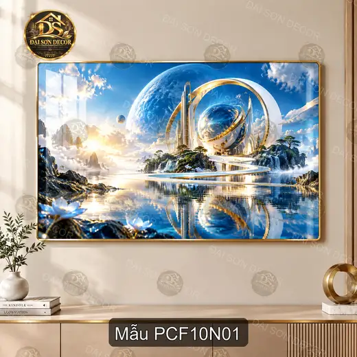Tranh tráng gương phong cảnh fantasy 010 hiện đại sáng đẹp decor tường phòng khách