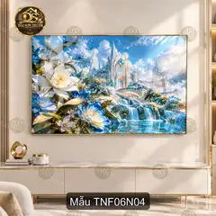 Tranh tráng gương ngang Thiên nhiên fantasy 006 hươu xanh decor phòng khách sang trọng