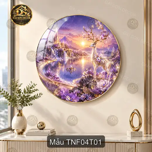 Tranh tròn tráng gương hươu thần fantasy Thiên nhiên fantasy 004 decor phòng khách
