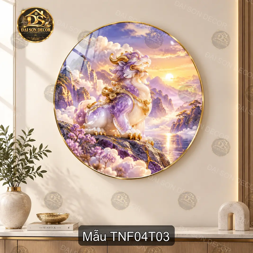 Tranh tròn tráng gương hươu thần fantasy Thiên nhiên fantasy 004 decor phòng khách
