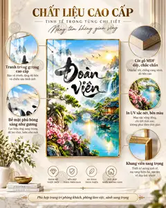 Tranh tráng gương hoa lan xanh 002 phong cảnh nghệ thuật decor phòng khách phòng làm việc