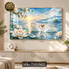 Tranh tráng gương Tình yêu 001 hình trái tim đỏ decor phòng khách quà tặng lãng mạn