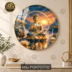 Tranh tròn tráng gương Phật giáo nghệ thuật 003 decor phòng khách phòng làm việc