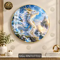 Tranh tráng gương tròn Rồng nghệ thuật 007 decor phòng khách phòng làm việc sang trọng