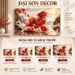 Tranh tráng gương Sơn thủy hữu tình 010 cây tài lộc bên hồ decor phòng khách nghệ thuật