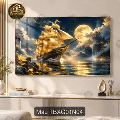 Tranh tráng gương Thuận buồm xuôi gió 001 thuyền buồm fantasy decor phòng khách sang trọng