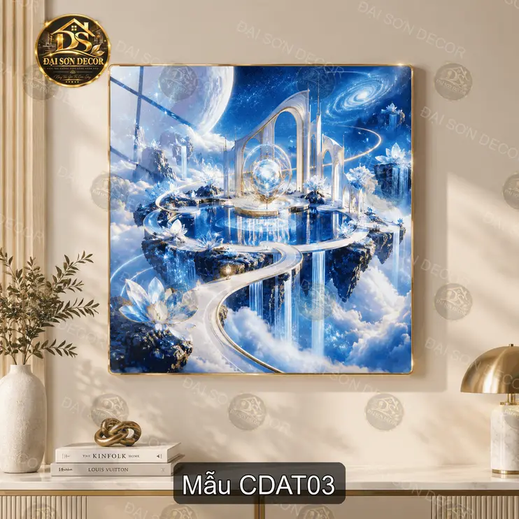 Tranh tráng gương Cung điện ánh trăng phong cảnh tiên cảnh decor phòng khách hiện đại