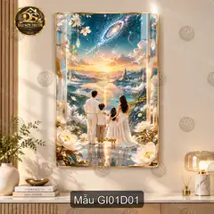 Tranh tráng gương Gia đình 001 phong cảnh thiên nhiên treo tường phòng khách sang trọng