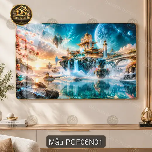 Tranh tráng gương phong cảnh fantasy 006 sang trọng decor phòng khách dễ phối nội thất