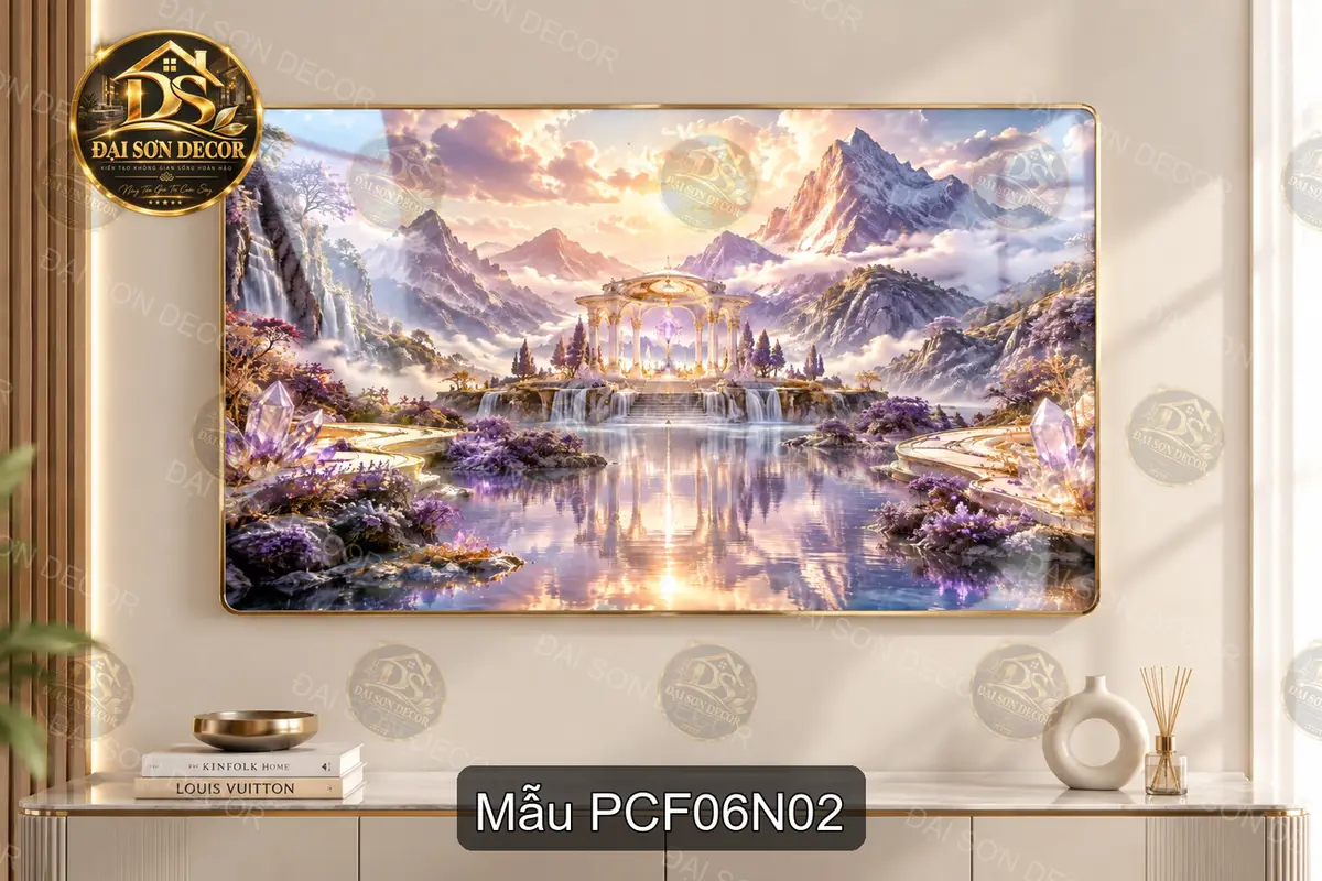Tranh tráng gương phong cảnh fantasy 006 sang trọng decor phòng khách dễ phối nội thất