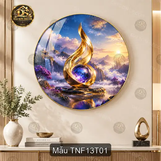 Tranh tròn tráng gương Thiên nhiên fantasy 013 kỳ ảo decor phòng khách phòng làm việc