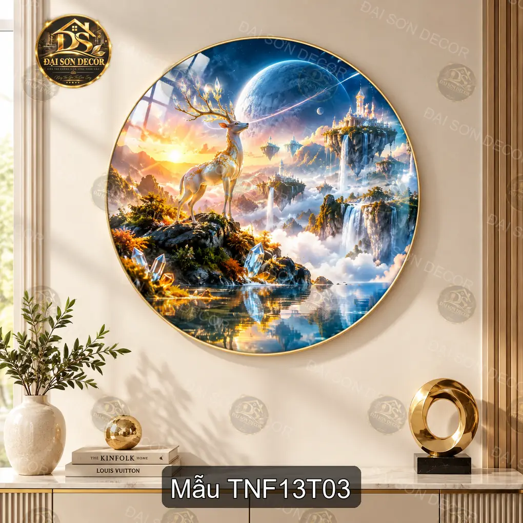 Tranh tròn tráng gương Thiên nhiên fantasy 013 kỳ ảo decor phòng khách phòng làm việc