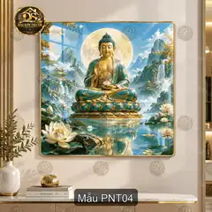 Tranh tráng gương Phật ngồi thiền treo tường vuông trang trí phòng khách