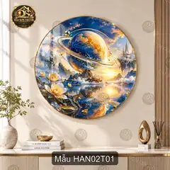 Tranh tròn tráng gương Hành tinh 002 phong cảnh vũ trụ sơn thủy decor phòng khách hiện đại