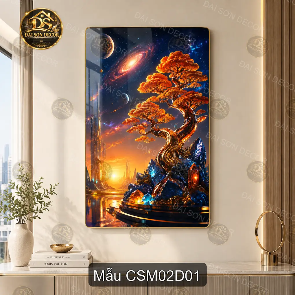 Tranh tráng gương Cây sinh mệnh 002 hiện đại sáng đẹp treo tường phòng khách