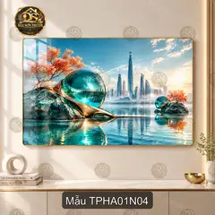 Tranh tráng gương Thành phố hiện đại 001 decor phòng khách phong cách sáng đẹp treo tường