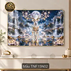 Tranh tráng gương Thiên nhiên fantasy 015 cầu năng lượng trên hồ núi decor phòng khách