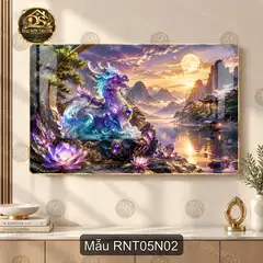 Tranh tráng gương Rồng nghệ thuật 005 phong cảnh thần long decor phòng khách