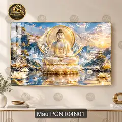 Tranh Phật giáo nghệ thuật 004 tráng gương ngang decor phòng khách sang trọng