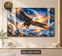 Tranh tráng gương Đại bàng 001 phong cảnh non nước decor phòng khách sang trọng