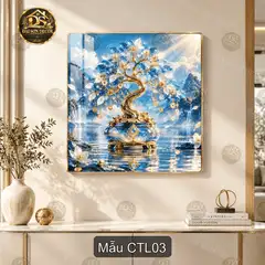 Tranh tráng gương cây tài lộc phong thủy decor phòng khách, quà tặng tân gia sang trọng CTL01