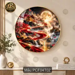 Tranh tròn tráng gương phong cảnh fantasy 004 sơn thủy huyền ảo decor phòng khách quà tặng