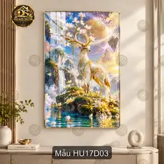 Tranh tráng gương Hươu 017 nghệ thuật decor phòng khách điểm nhấn không gian sang trọng