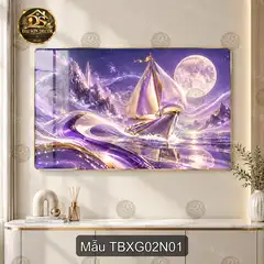 Tranh thuyền buồm vượt sóng Thuận buồm xuôi gió 002 treo tường phòng khách