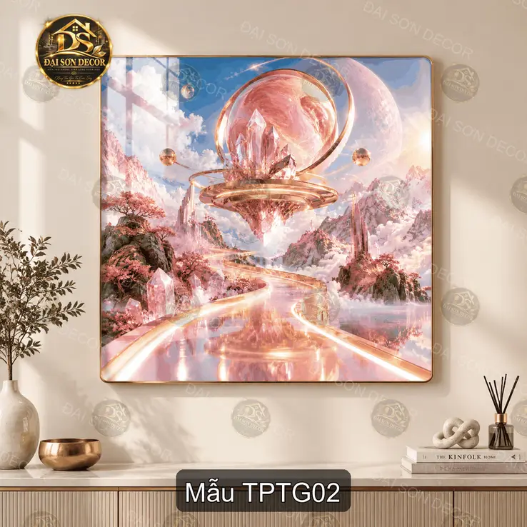 Tranh tráng gương Thành phố thiên giới phong cảnh fantasy trang trí phòng khách TPTG01