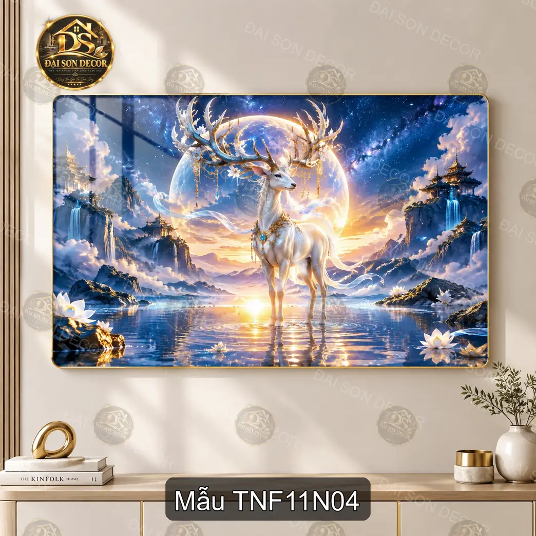 Tranh tráng gương Thiên nhiên fantasy 011 cây cổ thụ tím bên tiên cảnh decor phòng khách