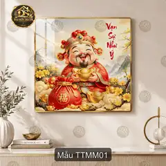 Tranh tráng gương Thần tài may mắn Vạn Sự Như Ý decor phòng khách