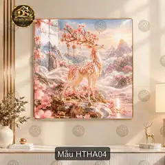 Tranh tráng gương Hươu thần huyền ảo phong cảnh sơn thủy decor phòng khách quà tặng