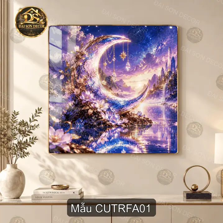 Tranh tráng gương Cung trăng fantasy vuông decor phòng khách phòng ngủ phong cách huyền ảo