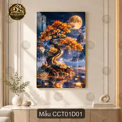 Tranh tráng gương cây cổ thụ nghệ thuật ánh trăng decor phòng khách phong cách huyền ảo CCT01D01