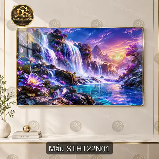 Tranh tráng gương sơn thủy hữu tình 022 sang trọng decor phòng khách