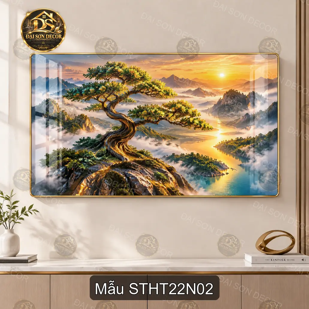 Tranh tráng gương sơn thủy hữu tình 022 sang trọng decor phòng khách