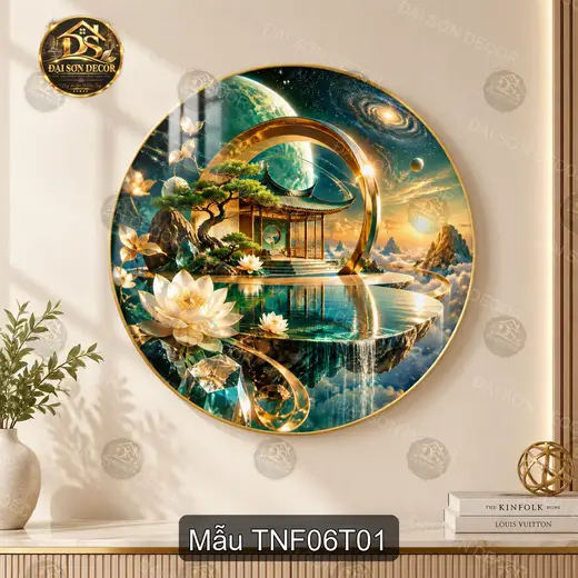 Tranh tròn tráng gương Thiên nhiên fantasy 006 phong cảnh tiên cảnh sang trọng decor nội thất