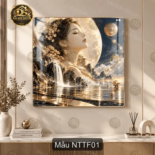 Tranh tráng gương Nữ thần trăng fantasy vuông NTTF01 decor phòng khách phòng ngủ