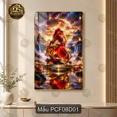 Tranh tráng gương fantasy 008 nghệ thuật kỳ ảo dọc trang trí tường phòng khách sang trọng