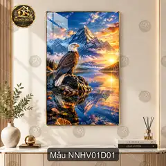 Tranh tráng gương Núi non hùng vĩ 001 đại bàng hồ núi decor phòng khách nghệ thuật
