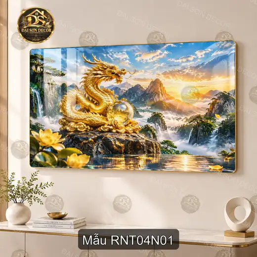 Tranh tráng gương Rồng nghệ thuật 004 hiện đại sáng đẹp decor treo tường phòng khách