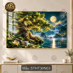 Tranh tráng gương Sơn thủy hữu tình 030 non nước hữu tình decor phòng khách sang trọng