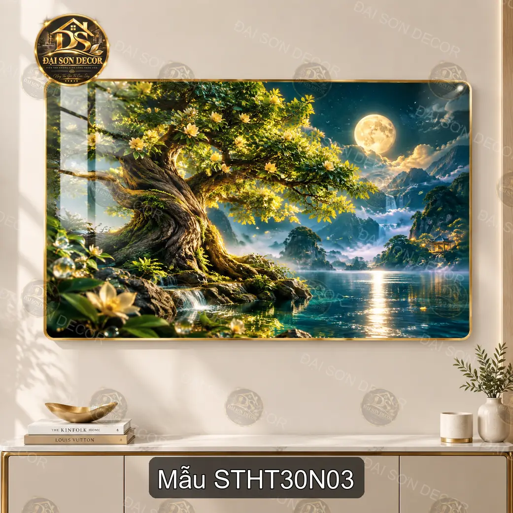 Tranh tráng gương Sơn thủy hữu tình 030 non nước hữu tình decor phòng khách sang trọng
