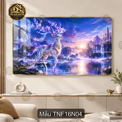 Tranh tráng gương Thiên nhiên fantasy 016 hành tinh hồ sen núi non decor phòng khách